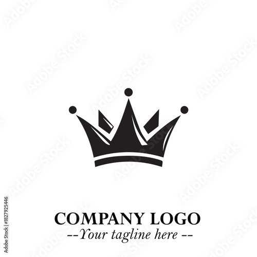 Elegant Black Crown Logo Symbol on a Clean White Background for Premium Branding Design