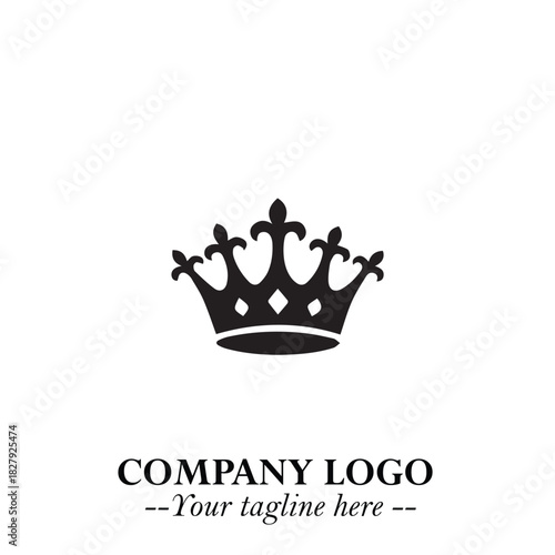 Elegant Black Crown Logo Symbol on a Clean White Background for Premium Branding Design