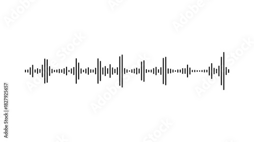 White and black audio visualization effect. audio wave animation isolated on transparent background. Audio waveform with frequency animated lines
