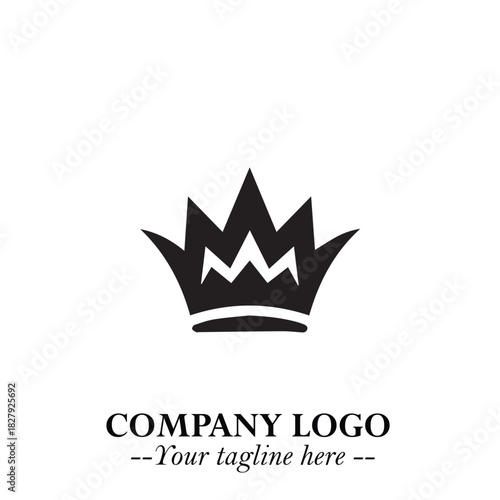 Elegant Black Crown Logo Symbol on a Clean White Background for Premium Branding Design
