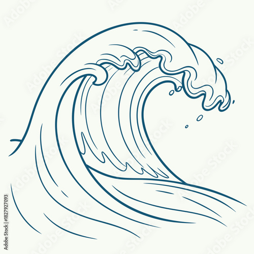 Illustration of a large ocean wave