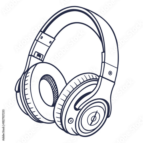 Headphones line art for music listening device