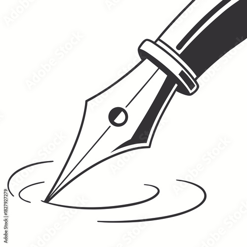 Closeup of a fountain pen nib drawing circles