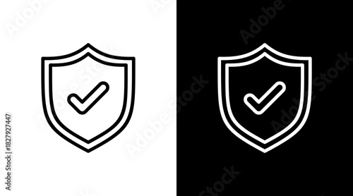 Shield Check  White Icon Set Design