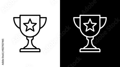 Trophy Star  White Icon Set Design