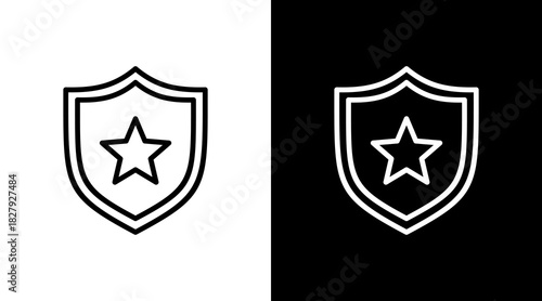 Shield Star  White Icon Set Design