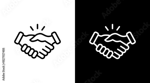 Handshake Deal  White Icon Set Design