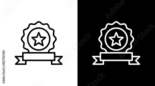 Ribbon Star  White Icon Set Design
