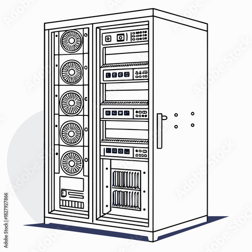 Illustration of a server rack for data storage