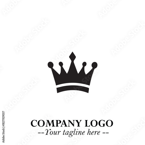 Elegant Black Crown Logo Symbol on a Clean White Background for Premium Branding Design