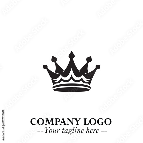 Elegant Black Crown Logo Symbol on a Clean White Background for Premium Branding Design