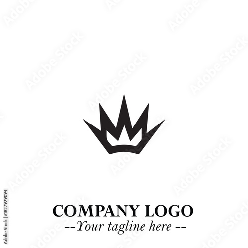Elegant Black Crown Logo Symbol on a Clean White Background for Premium Branding Design
