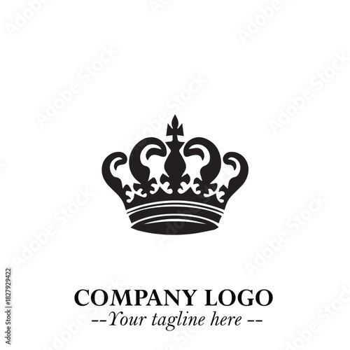 Elegant Black Crown Logo Symbol on a Clean White Background for Premium Branding Design