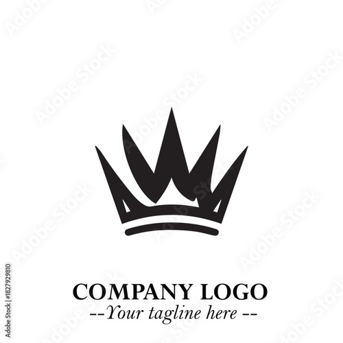 Elegant Black Crown Logo Symbol on a Clean White Background for Premium Branding Design