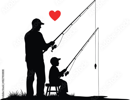 Father and son bonding over fishing, a cherished moment of love and outdoor activity.