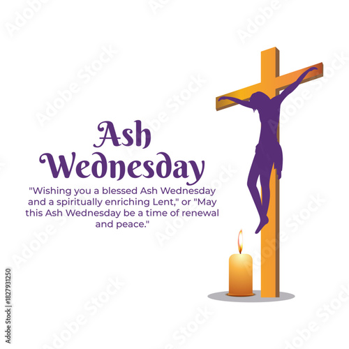 Vector illustration of Ash Wednesday social media template