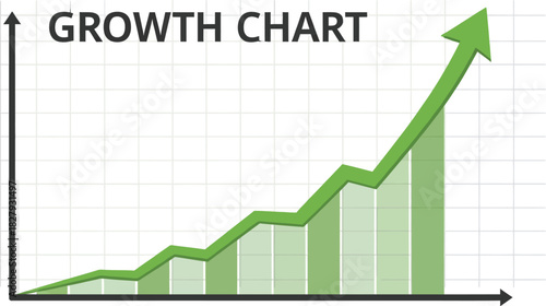 Upward trending growth chart showing positive financial progress and success.