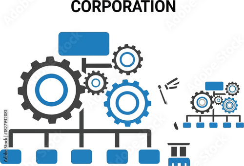 Interconnected gears symbolizing corporate structure and operational efficiency