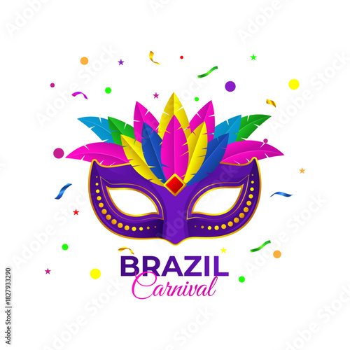 Vector illustration of Brazil Carnival social media template