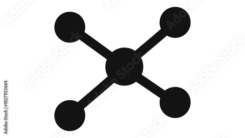 Abstract icon representing digital network connections, data linking, global communication, and technological relationsh