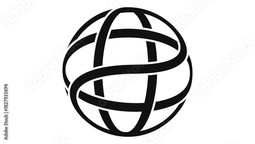 Abstract interwoven lines forming a global sphere, symbolizing international connection, network, communication, worldwi
