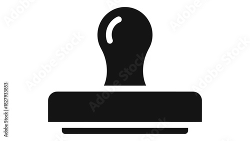 Black rubber stamp icon symbolizing official approval, verification, authentication, and guaranteed certification proces