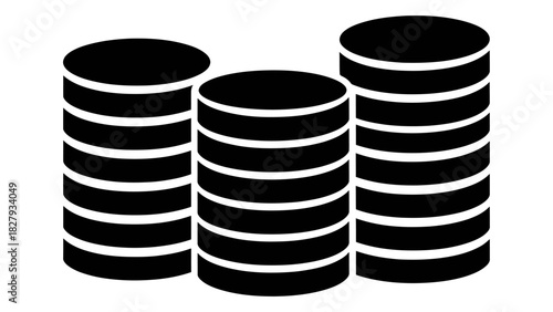 Financial icon of three stacked coins symbolizing savings, investment, profit, and economic stability for future prosper