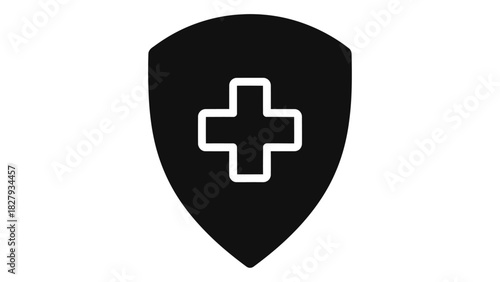 Healthcare shield icon, medical protection and support symbol, health safety and insurance emblem, assistance graphic el