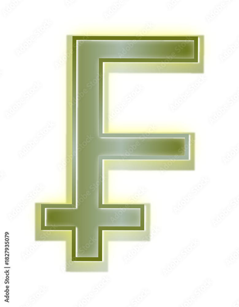 Fototapeta premium Swiss Franc Currency Symbol with Green Glow