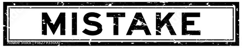 Grunge black mistake word square rubber seal stamp on white background