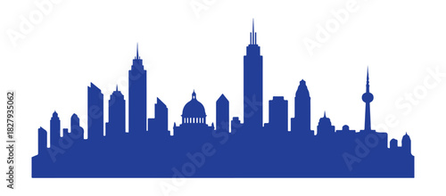 Cityscape vector illustration on a plain white surface