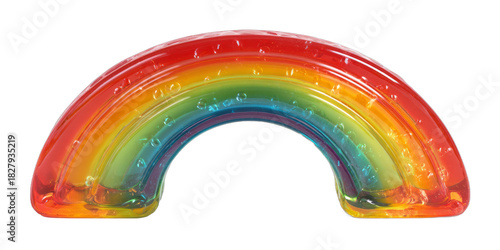  Rainbow gummy candy strip isolated on transparent background
