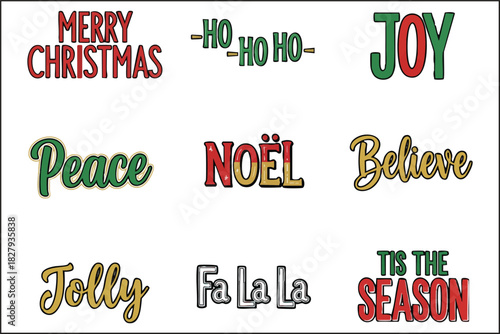 Christmas Typography and Calligraphy Phrases Vector Collection