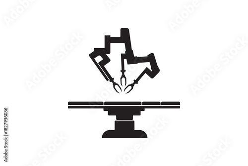 Robotic surgery machine with multiple arms silhouette art