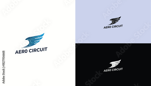Tech Wing Logo – Abstract Aero Circuit Symbol