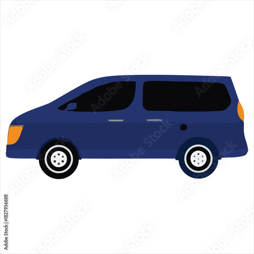 Family Van Trip, Subject: Minivan, Location: Urban Setting, Content Type: Illustration, Environment: Outdoor, Viewpoint: Side View, Concept: Travel