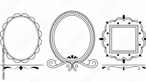 Elegant black and white ornamental frames perfect for invitations and creative design projects showcasing intricate detailing and timeless style with versatile applications