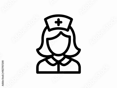 Nurse icon vector illustration depicting a healthcare professional in uniform with a classic cap symbol of medical care