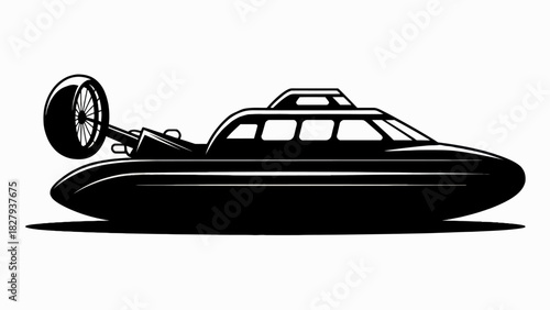 Sleek Hovercraft Silhouette on White Background for Futuristic Transportation and Innovation Concepts a Vector Graphic Style