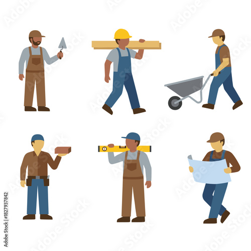 Construction Crew: Diverse builders in action, each expertly handling their tools and tasks, demonstrating the collaborative spirit of construction and building projects.