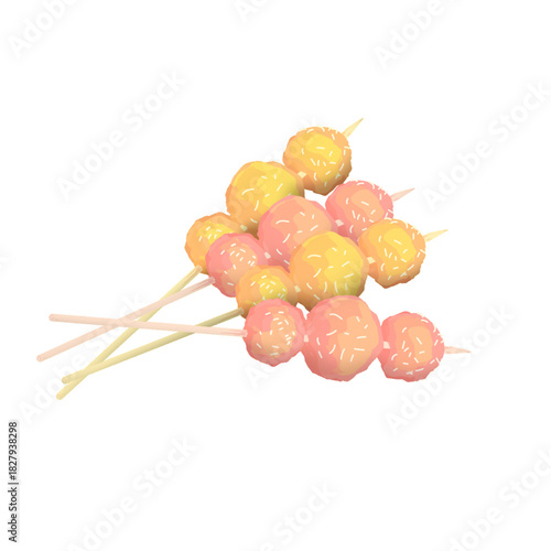 street food grilled meatballs and takoyaki without background