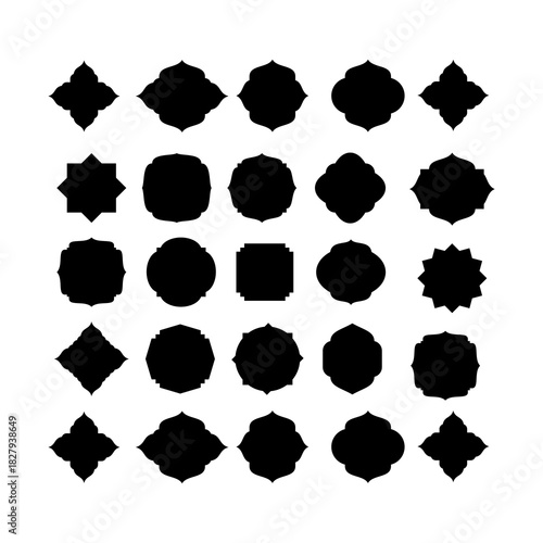 Collection of Ornate Black Silhouette Frames and Labels