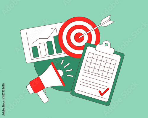 Business strategy, marketing, and goal achievement concept illustration.