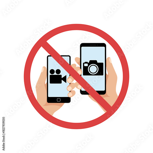 No photo or video allowed sign, using smartphone prohibited
