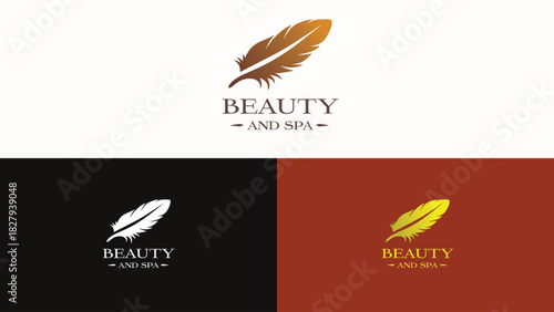Elegant Feather Beauty and Spa Logo – Luxury Wellness Branding Design
