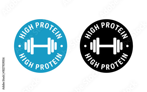 High protein label icon, fitness, gym, nutrition, dietary badge