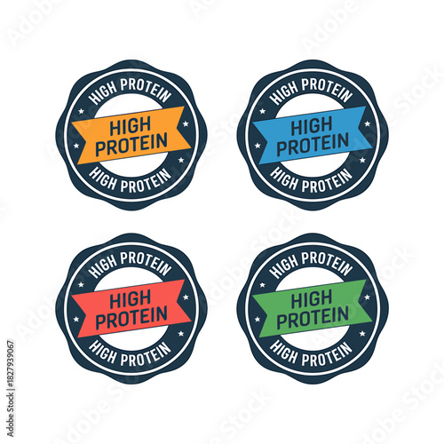 High protein" food nutrition labels set for healthy eating.
