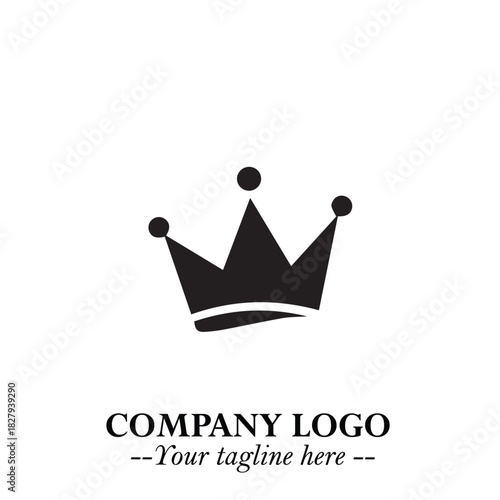 Elegant Black Crown Logo Symbol on a Clean White Background for Premium Branding Design