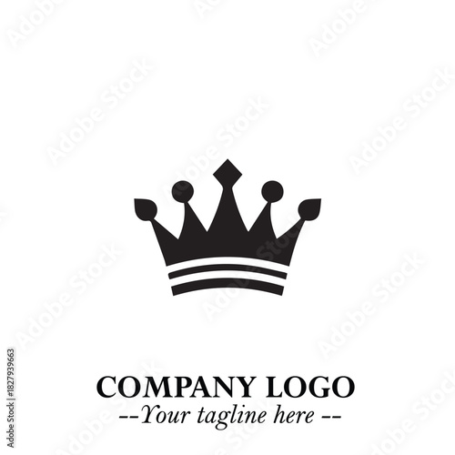Elegant Black Crown Logo Symbol on a Clean White Background for Premium Branding Design