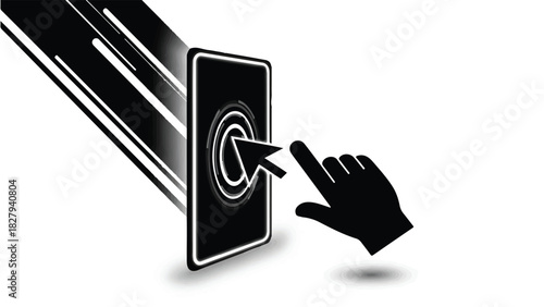 Digital interaction with a touch screen device, representing online selection and engagement.